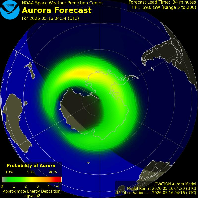 Auroral Viewline Forecast - Southern Hemisphere