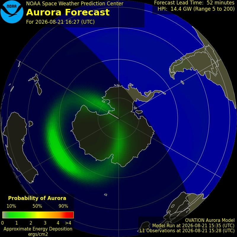 Auroral Viewline Forecast - Southern Hemisphere