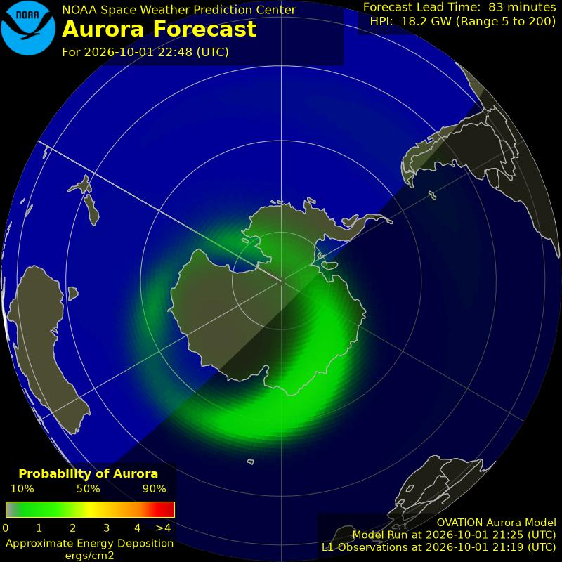 Auroral Viewline Forecast - Southern Hemisphere