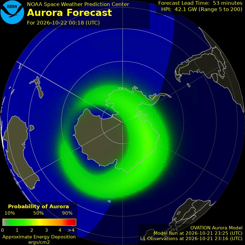 Auroral Viewline Forecast - Southern Hemisphere